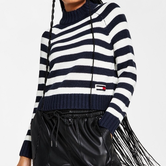 NWT Tommy Jeans Ribbed Trim striped pullover sweater - Picture 1 of 3